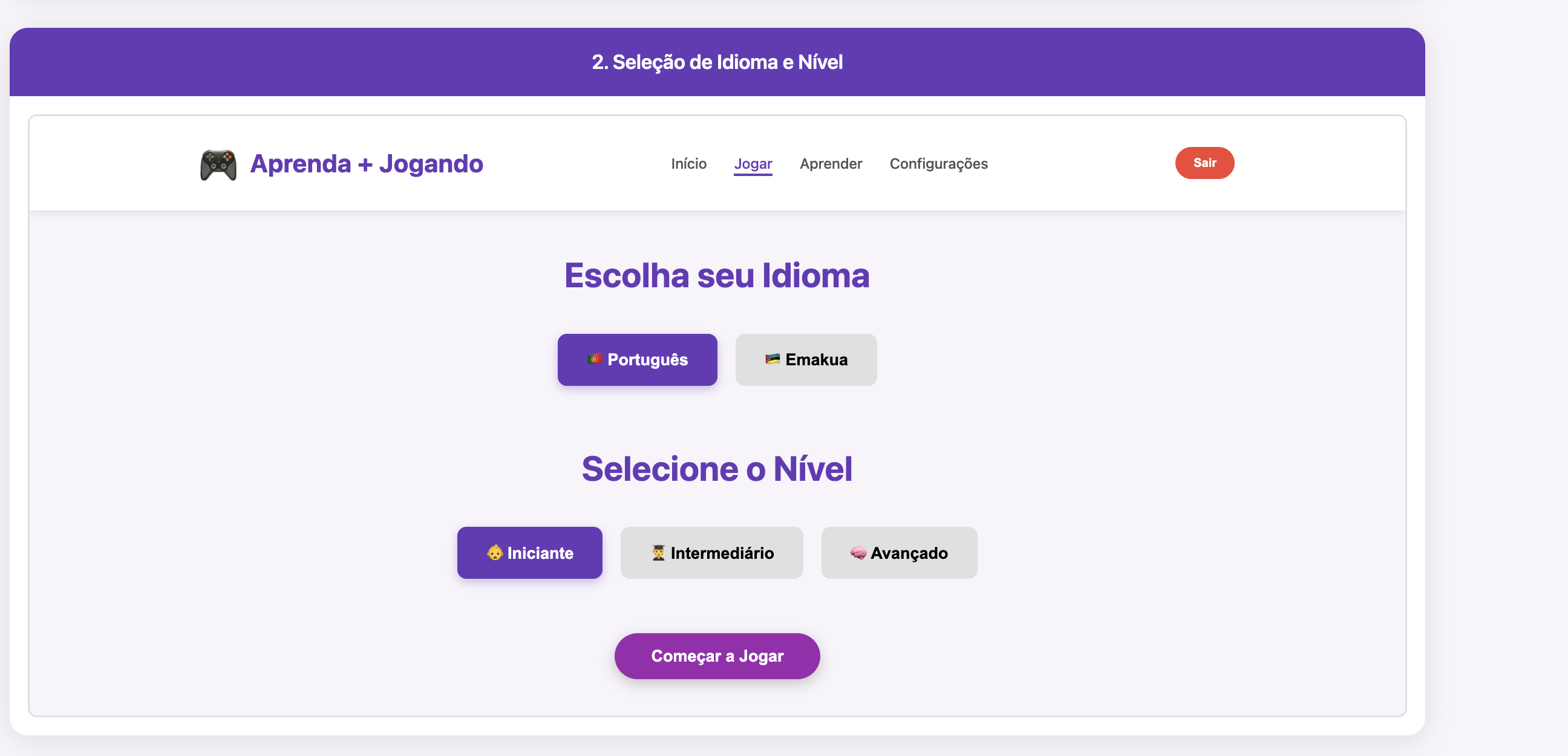 Interface 2 do Jogo VBG